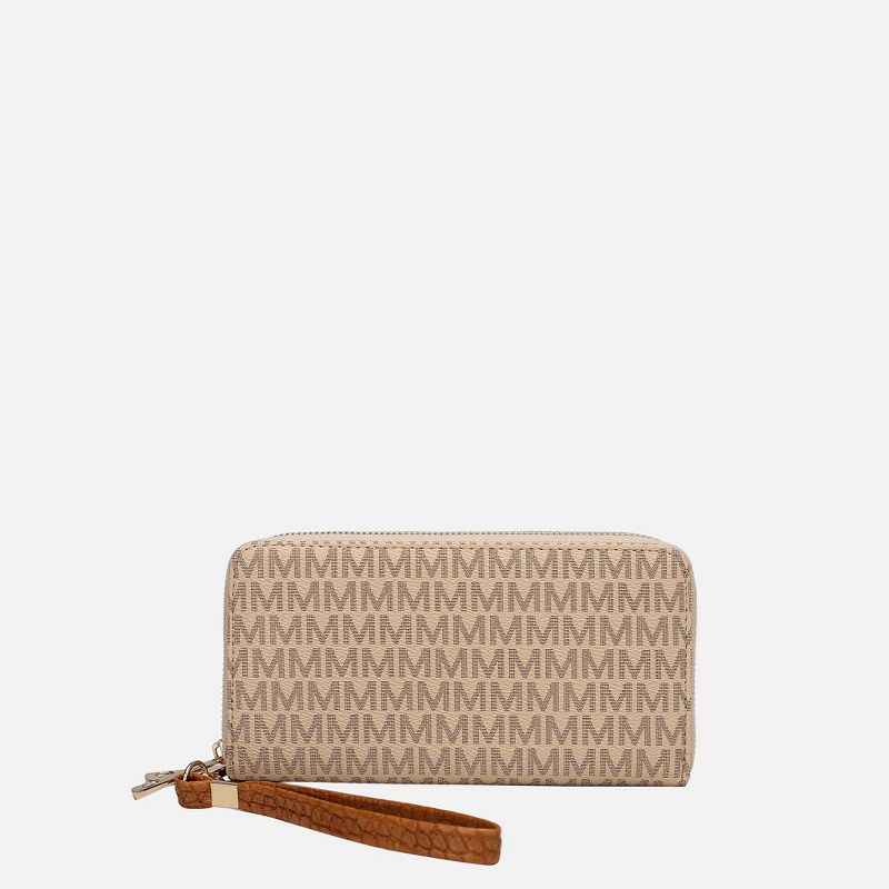 Wallet Wristlet Logo Print Vegan Leather, Noemy – MKF Collection by Mia K - Beige