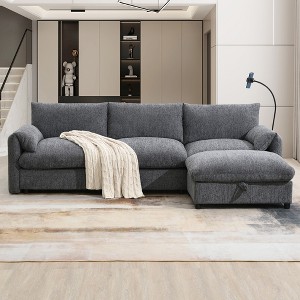 YOOCOZZ Sectional Sofa with Movable Storage Ottoman, Adjustable Phone Holder, Charging Ports, Armrest Storage Pockets - 1 of 4