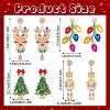 4 Pairs Sparkling Crystal Stud Earrings: Beaded Christmas Tree & Reindeer Designs. - 2 of 4