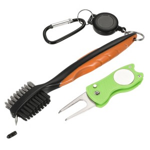 Unique Bargains Cord Clip Divot Tool and Golf Club Brush Double Sided Retractable Dust Groove Cleaner with Extension - 1 of 4