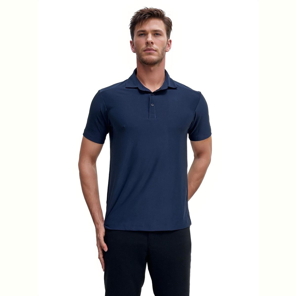 24seven men Wrinkle Resistant 3 Button Machine Washable Polo Shirt - thumbnail 7