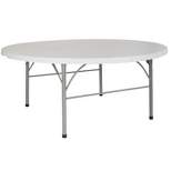 Flash Furniture 6-Foot Round Bi-Fold Granite White Plastic Banquet and Event Folding Table with Carrying Handle