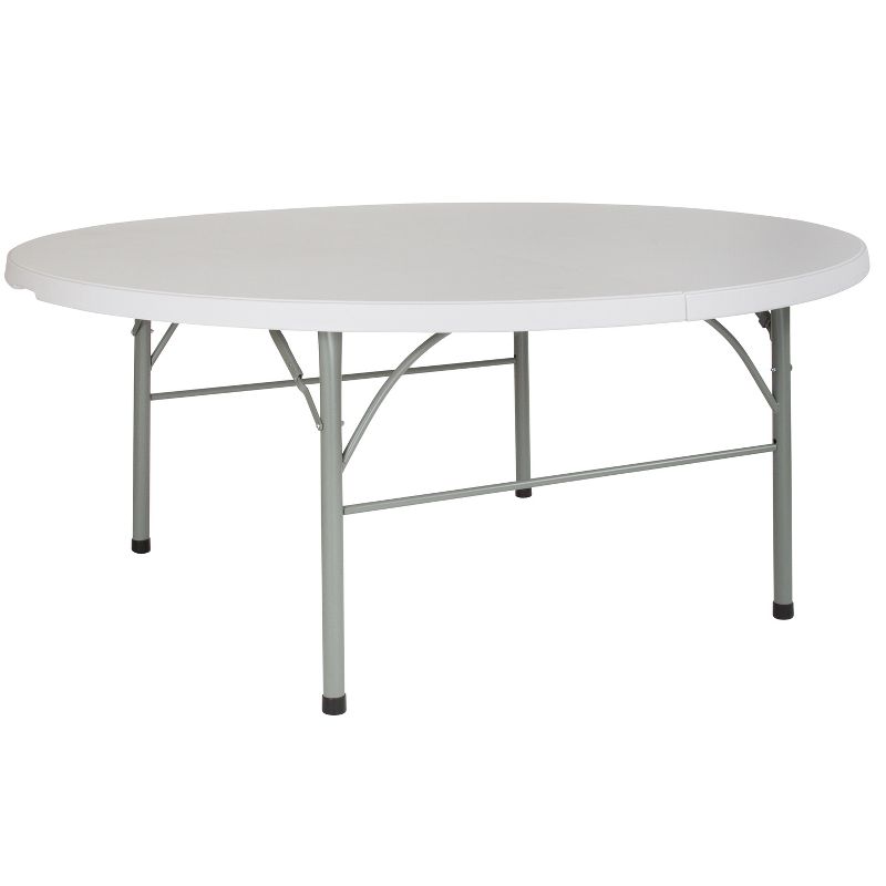 Flash Furniture 6-Foot Round Bi-Fold Granite White Plastic Banquet and Event Folding Table with Carrying Handle, 1 of 11