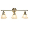 3 Light Metal and Alabaster White Glass Shade Vanity Wall Light Fixture with Metal Accents - Lalia Home - 2 of 4