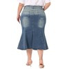 Agnes Orinda Women's Plus Size Elegant High Waist Pockets Mermaid Midi Bodycon Jean Skirts - 4 of 4