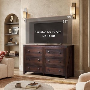 GALAXHERO Farmhouse 6 Drawer Wood Dresser, 53.07" Wide Storage Organizer with Double Rustic Handles TV Stand for 60" TV - 1 of 1
