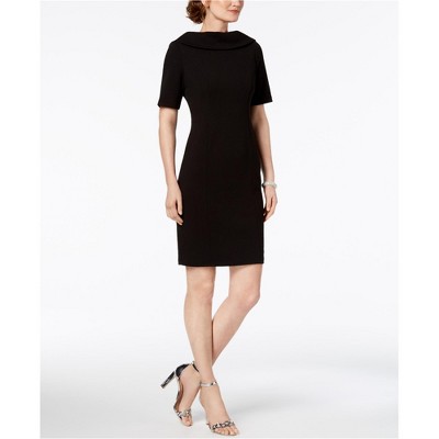 Adrianna Papell Womens Foldover Collar Sheath Dress