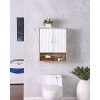 Fluted Bathroom Wall Cabinet with 2 Door & Adjustable Shelf Modern Medicine Cabinet 3-Tier Kitchen Wall Cabinets Wall Storage Cabinet Over The Toilet - 4 of 4
