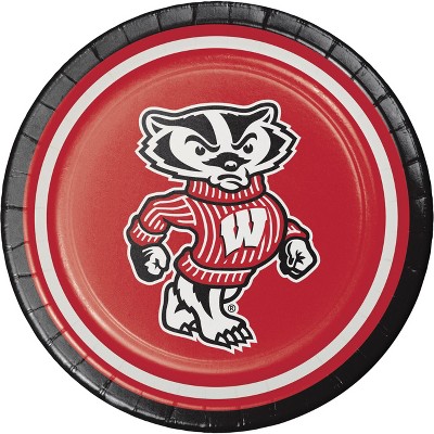 24ct University Of Wisconsin Badgers Dessert Plates Red - NCAA