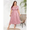Coolmee Womens Summer Plus Size Maxi Dress Front Twist Short Sleeve Casual V Neck A Line Flowy Loose Long Dress - 3 of 4