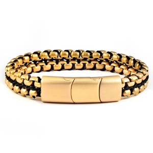 Crucible Men's Matte Finish Double Row Box Chain Steel Bracelet - 1 of 4