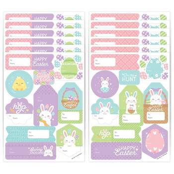 Big Dot of Happiness Spring Easter Bunny - Assorted Happy Easter Party Gift Tag Labels - To and From Stickers - 12 Sheets - 120 Stickers
