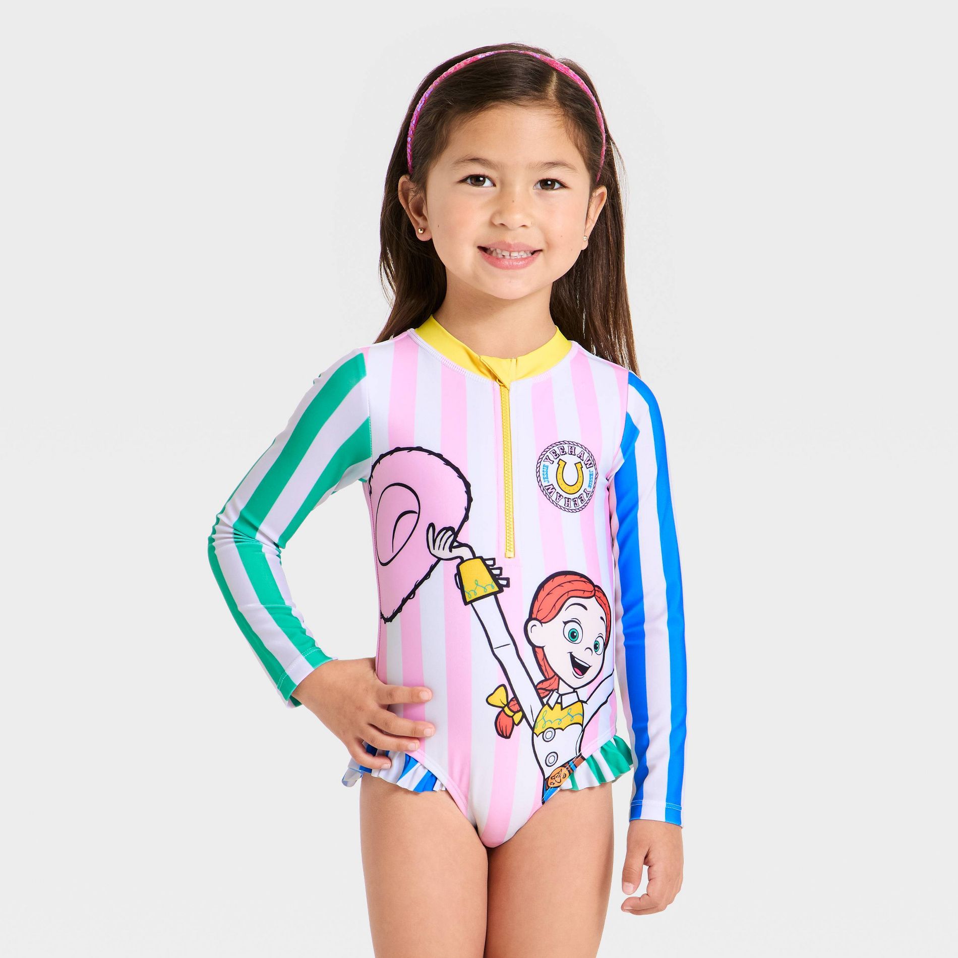Toddler Girls' Jessie Long Sleeve One Piece Rash Guard Swimsuits - Blue