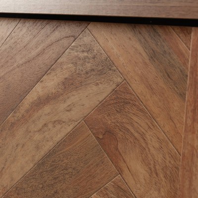 Sindoori Mango Brown Herringbone Pattern Wardrobe Armoire with Drawer