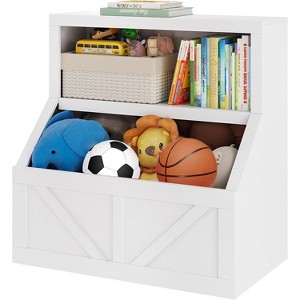 DobleePy 2-Tier Wooden Bookshelf with Cubby Storage, Durable Floor Cabinet with Open Shelves for Bedroom, Playroom, Nursery - 1 of 4