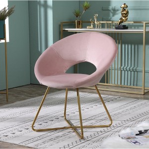 Roundhill Furniture Slatina Silky Velvet Upholstered Accent Chair, Pink with Gold Tone Finished Base - 1 of 4