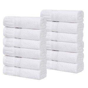 Ribbed Textured Border Zero Twist Cotton Medium Weight Towel Set by Blue Nile Mills - 1 of 4