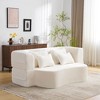 Modern Floor Sofa with 4 Pillows, Plush Fabric Futon Sofa Couch, High-Density Foam Folding Mattress for Living Room - 4 of 4