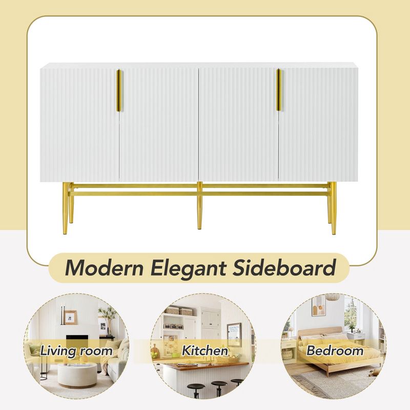 Modern Sideboard, Buffet Cabinet with Metal handles & Legs-ModernLuxe, 5 of 14
