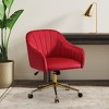 WestinTrends Phoebe Upholstered Velvet Swivel Vanity Office Chair With Wheels - 2 of 4