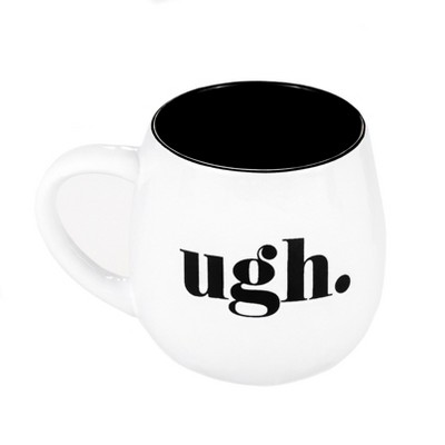Amici Home Ugh. Ceramic Large Round Coffee Mug, Latte, Tea & Hot Chocolate Cups, Coffee Mugs for Coffee Lovers, Black & White,20-Ounce