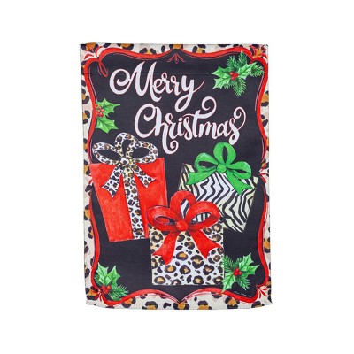 Evergreen Garden Flag Animal Print Presents Suede Double Sided Indoor Outdoor Decor 18" x 12.5"