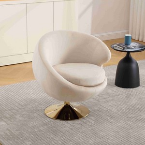 CAVINAS Velvet Swivel Barrel Accent Chair with Curved Backrest,Cozy Upholstered Swivel Living Room Chairs,Reading Chairs for Living Room - 1 of 4