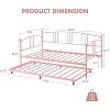Homhougo Twin Daybed with Trundle, Metal Twin Size Daybed with Pullout Trundle 6 Casters, Steel Slat Support Sofa Bed, No Box Spring Needed - 2 of 4