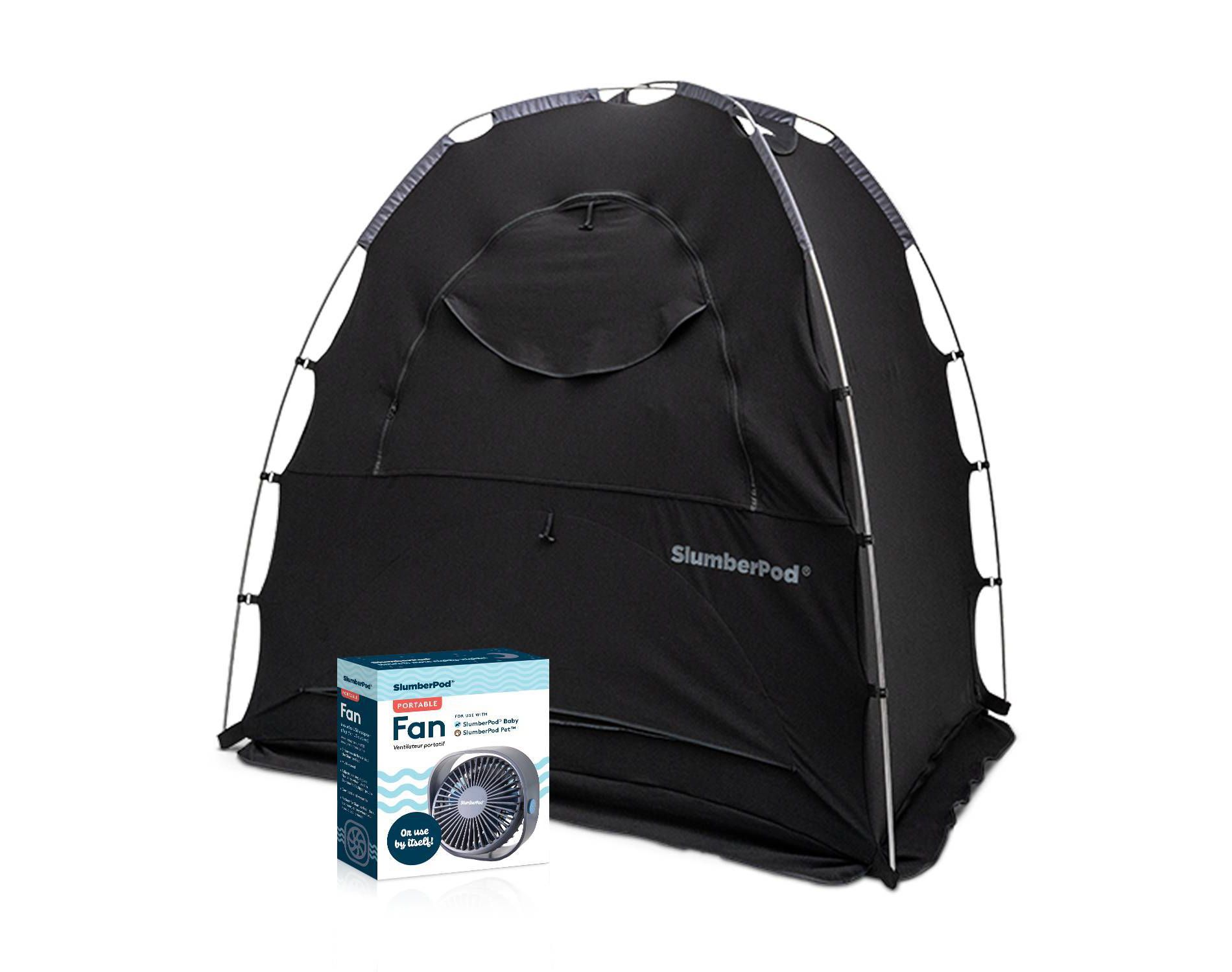 SlumberPod Combo with Fan Blackout Portable Privacy Pod - Black
