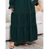 Plus Size Women's Long Sleeve Maxi Dress with Bell Sleeves Double Layer Hem Fall Casual Swing Dress with Pockets - 4 of 4
