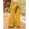 Women's Elastic Smocked Loose Wide Leg High Waist Pants  With Belt - 4 of 4