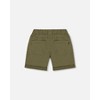 Deux par Deux Boy Stretch Twill Short Dark Olive Green - 4 of 4