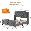 coucheta Queen Size Bed Frame, Linen Upholstered Bed Frame with Headboard & Footboard - 2 of 4