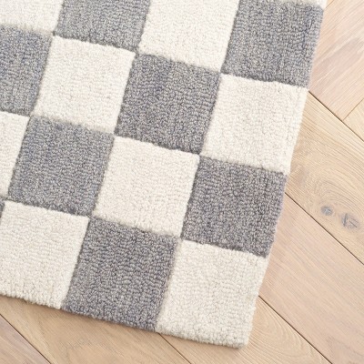 Hand-Tufted Grey and Ivory Wool Square Area Rug, 6' x 6'