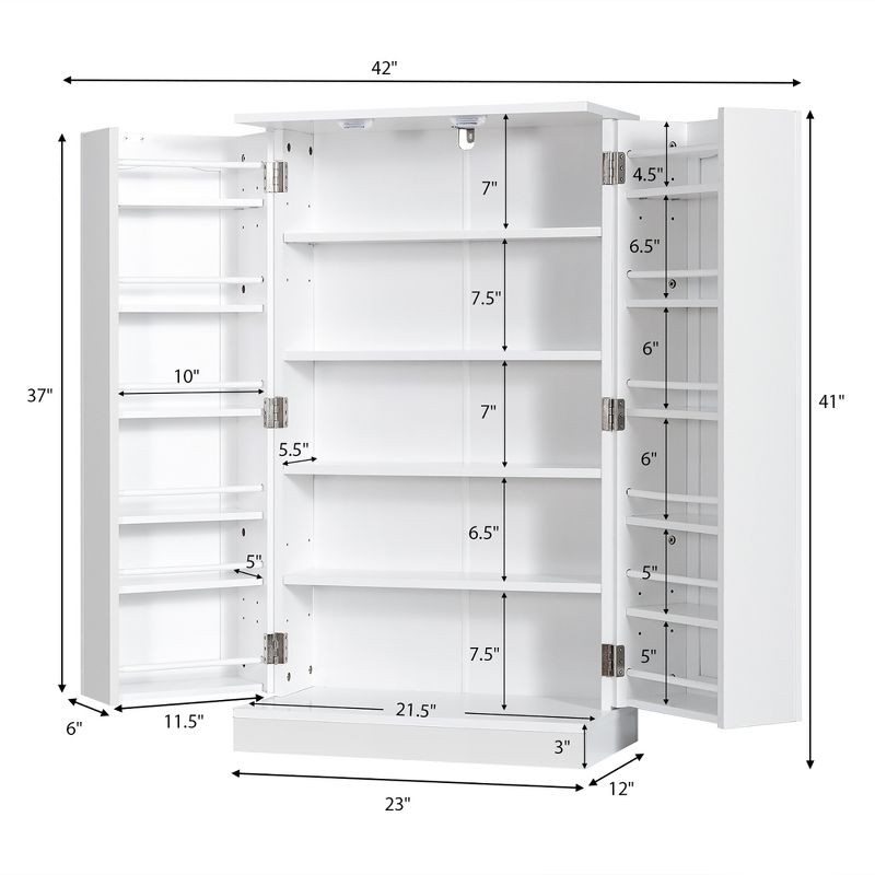 Costway 41'' Farmhouse Kitchen Pantry Storage Cabinet w/Doors Adjustable Shelves, 4 of 11