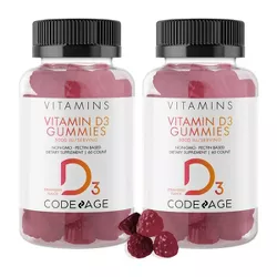 Codeage Vitamin D3 Gummies 2-Pack, 5000 IU, Strawberry Flavored Vitamin Supplement -  60ct