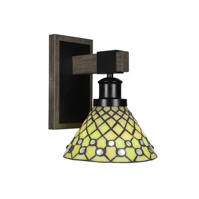 Toltec Lighting Tacoma 1 - Light Sconce in  Black/Painted Wood with 7" Starlight Art Glass Shade