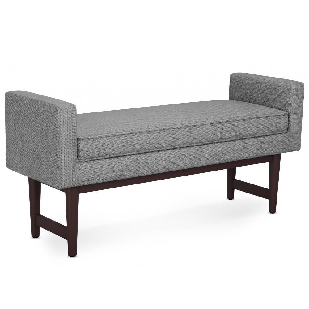 Photos - Pouffe / Bench WyndenHall 46" Wide Highbridge Contemporary Ottoman Bench Pewter Gray: Modern Upholstered Entryway Bench, Rubberwood Base, L