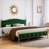 Velvet Upholstered Bed Frame with Solid Wooden Slats Support and Button Tufted Headboard - 4 of 4
