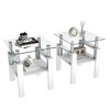Glass Coffee Table End Table Center Table Cocktail Table Sofa Side Table Accent Table with Wood Shelf & Metal Legs - ModernLuxe - 4 of 4