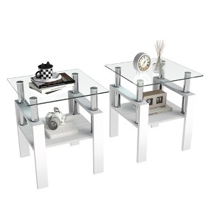 Dexmalle Set of 2 Tempered Glass End Table - 1 of 4