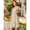 Allegra K Women's Floral Flutter Sleeves V Neck Smocked Ruffle Sundresses - 2 of 4