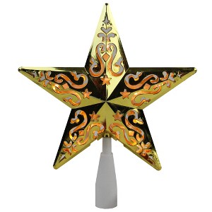 Northlight 8.5" Lighted Gold and White Star Cut-Out Design Christmas Tree Topper - Clear Lights - 1 of 4