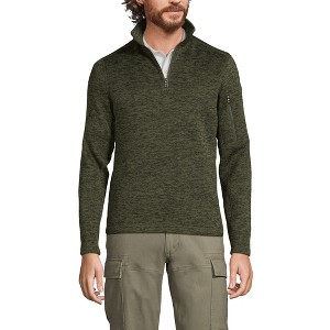 Lands' End Men's Sweater Fleece Quarter Zip Pullover - 1 of 3