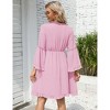 Clearlove Women V Neck Ruffle Bell Sleeve Summer Mini Dresses - 4 of 4