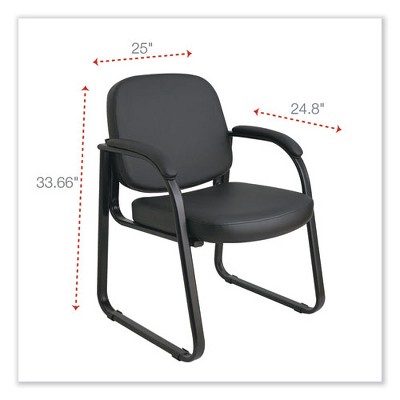 Black Fabric and Metal Sled Base Guest Chair