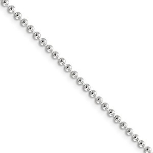 Black Bow Jewelry 2.3mm Sterling Silver, Solid Beaded Chain Necklace - 1 of 4
