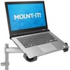 Mount-It! VESA Laptop Tray Fits 11"-17" Computers | Clamp On Notebook Holder Arm for VESA Mounts with Safety Strap and Safety Ledge Stopper | Black - 3 of 4