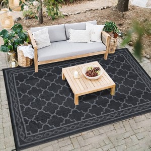 Reversible Rug, Waterproof Geometric Mat for Patio, Deck & Picnics - 1 of 4