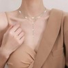 Sterling Silver Triple Layer Long Chain Pendant Necklace for Women - 2 of 4
